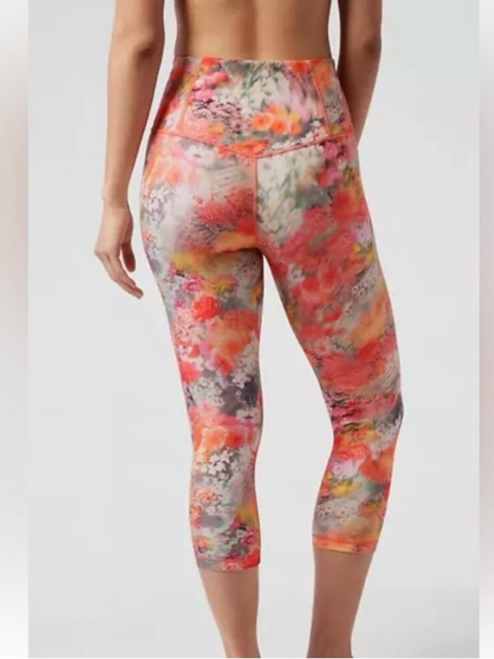 Athleta Women’s 3X Elation Capri Leggings Renewed Spring Bloom Floral Peach - Picture 2 of 15